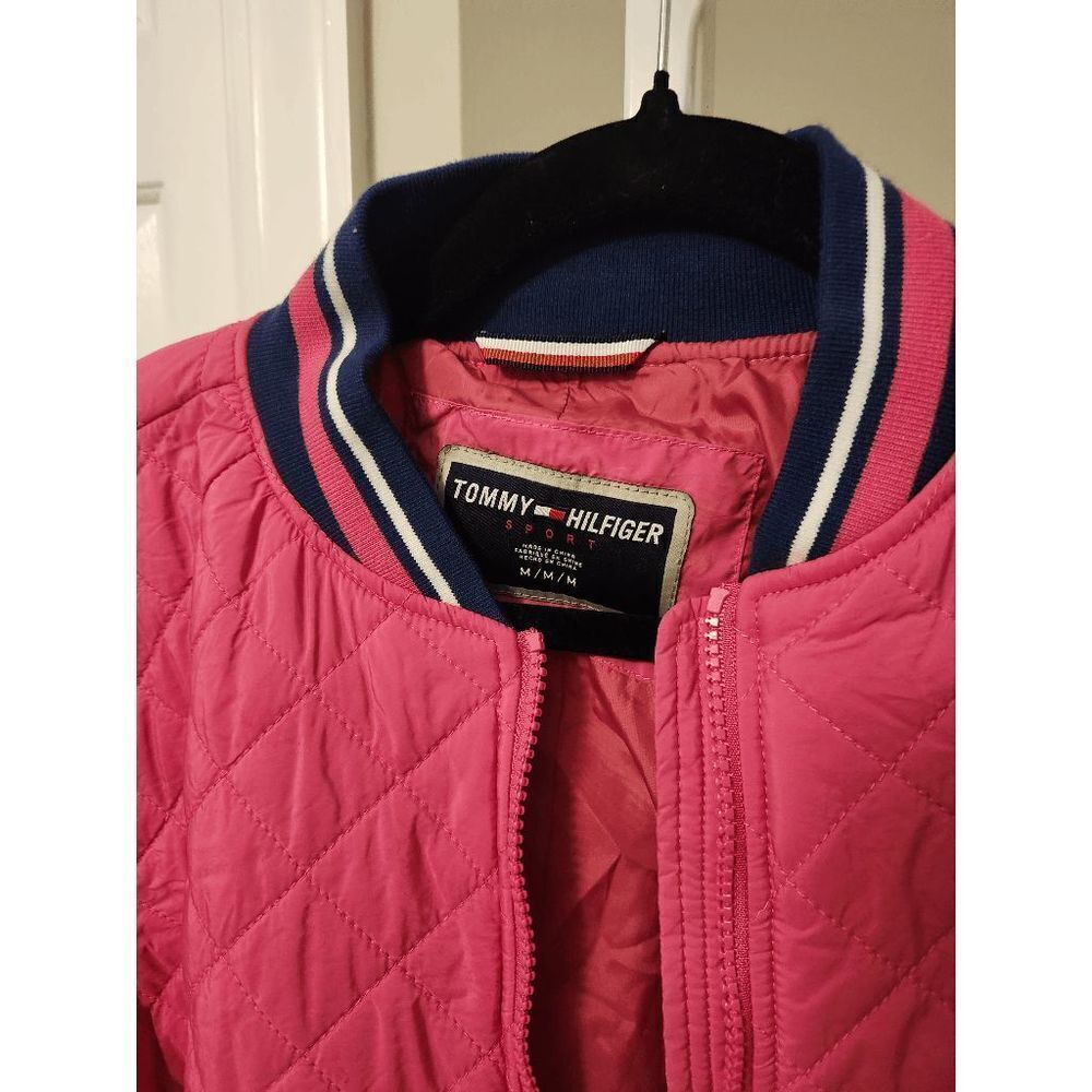 Tommy Hilfiger Pink Quilted Bomber Jacket Medium - Picture 2 of 7